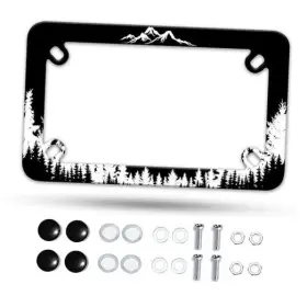 Omw2fyb Yudvbs-ladew-pyung-h-0002 Motorcycle License Plate Frame Mountains Landscape Stainless Mountain Forest