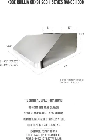 CHX9130SQB-1 RANGE HOODS Cabinet Hood Steel #3