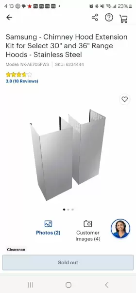NK-AE705PWS SAMSUNG Chimney Hood Extension Select Kit