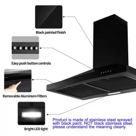 0160 SNDOAS/ZOMAGAS Wall Mount Hood Kitchen Stove Vent Cfm #3