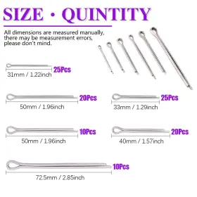 705353366932 SWPEET Steel Cotter Pin Clip Key Fastener Kit #2