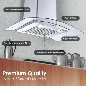 701213188973 TIEASY Hood Wall Mount Kitchen Ducted Ductless #3