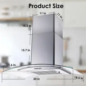 LH-246 TIEASY Convertible Wall Mount Hood Tempered Glass #3