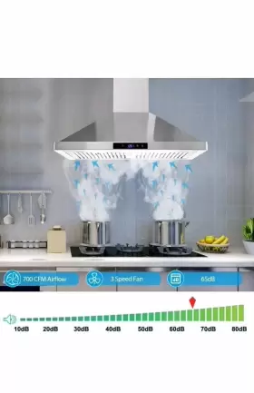 USGD1075 TIEASY Wall Mount Hood Kitchen Cfm Touch Control Fan #3