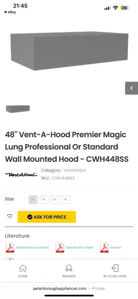 CWH448SS VENT-A-HOOD Hoods