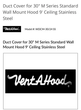 VH-WDCM-30 VENT-A-HOOD Steel Duct Cover