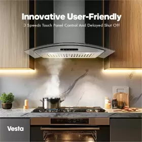 675487201280 VESTA Rome Hood Wall Mount Curved Glass Stove #2