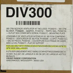 DIV300 VIKING Cfm Interior Ventilator Fan Wall Hoods Kit