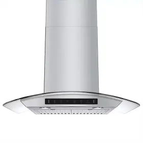 744759141460 VIKIO Cfm Ducted Wall Mount Hood Steel Glass