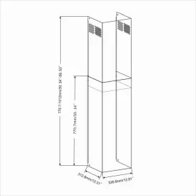WECH03 VISSANI Hood Kitchen Wall Mount Chimney Extension #2