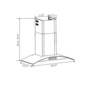 WR001B30 WINFLO Wall Mount Hood Cfm Mesh Filters Touch Sensor #3