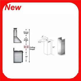 1PCEXT-KF1 Z-LINE KITCHEN Zline Chimney Extension Wall Hood