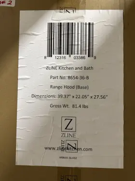 8654BG-36 Z-LINE KITCHEN Zline Ducted Steel Wall Mount Hood