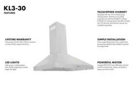 KL3-30 Z-LINE KITCHEN Wall Mount Hood Cfm Steel #3
