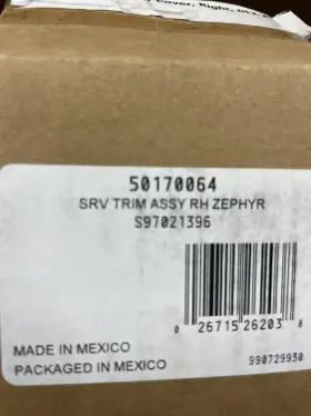 50170064 ZEPHYR Hood Top Chimney Cover Right Dli