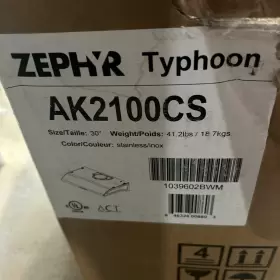 AK2100CS ZEPHYR Typhoon Ducted Cabinet Hood Light Steel