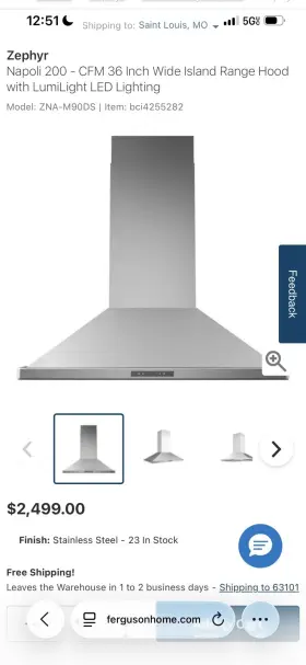 AK9143BS ZEPHYR Steel Hood Led Light
