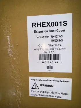 RHEX001S ZEPHYR Duct Cover Steel Hood