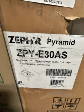 ZPYE30AS ZEPHYR Pyramid Center Hood