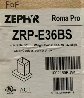 ZRP-E36BS ZEPHYR Wall Mount Hood Blower #2
