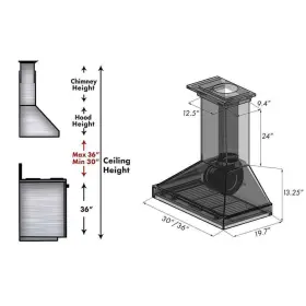 KBCC-36 ZLINE KITCHEN AND BATH Cfm Convertible Vent Wall Hood #3