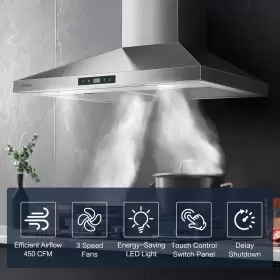 USYS0375A ZOMAGAS Hood Steel Wall Mount Stove Ducted Ductless #2