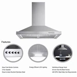Tieasy 30 In Wall Mount Range Hood 500cfm Kitchen Vent Stainless Steel 3 Speed. Fixed Price $101.99.