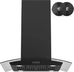 Black Island Mount Range Hood 30 Inch With 700 Cfm, Ceiling Kitchen Vent H. Fixed Price $676.99.