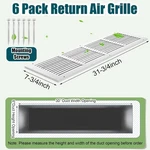 4 Pack Fits 30 X 6 Inch Duct Opening, Return Air Grille Vent Covers. Fixed Price $58.99.