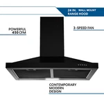 Sndoas 24in Wall Mount Kitchen Range Hood Ducted/ductless 3-speed Vent Led Black. Fixed Price $109.99.