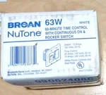 Broan Nutone 63w 60-min Time Control W/continuous On & Rocker Switch New In Box. Fixed Price $28.99.