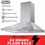 30 In Wall Mount Range Hood Stainless Steel 450cfm Convertible Kitchen Vent New. Fixed Price $109.99.
