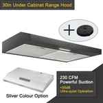 30" Under Cabinet Range Hood Black/sliver 230cfm Vent Carbon Filters Ductless. Fixed Price $94.99.