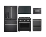 Cafe Matte Black 5 Piece Kitchen With 36" Gas Range & Refrigerator New. Fixed Price $10788.00.