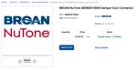 Broan Best Part#sb080810849 Damper Assembly Duct Connector Hood Vent Range New!. Fixed Price $39.00.