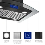 30" Island Range Hood 700cfm Black Stainless Steel Vent 3-speed Touch Panel. Fixed Price $402.49.