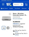 Dacor Dhd36m987ws 36" Wall Mount Range Hood - Stainless Steel. Fixed Price $2150.00.