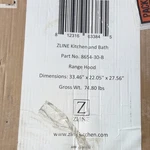 Zline Kitchen And Bath Range Hood Model 8654-30-b 33.46x22.05x27.56 In. Fixed Price $500.00.