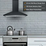 Sndoas 30 Inch Wall Mount Range Hood 450cfm Stainless Steel 3-speed Kitchen Vent. Fixed Price $115.99.