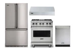 Viking Pro Package With 30" Dual Fuel Range, Refrigerator, Hood & Dishwasher. Fixed Price $14597.00.