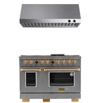 48 In. 6.7cu Dual Fuel Range For Propane Gas And Gold + Under Cabinet Hood. Fixed Price $11842.52.