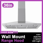 Zomagas 36 Inch Wall Mount Range Hood Vent 450cfm Ducted/ductless New. Fixed Price $127.49.