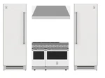 Hestan White 60" Refrigerator/freezer Column With 48" Gas Range And Hood Insert. Fixed Price $39999.00.