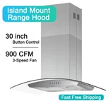 Joeaonz 30in Island Stove Hood Mechanical Button 3 Speed 900cfm Stainless Led. Fixed Price $339.99.