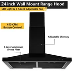 Sndoas 1760bpa 24in Wall Mount Range Hood Kitchen Stove Vent 450cfm 3-speed Fan. Fixed Price $115.99.