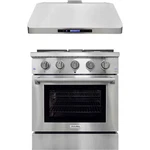 Duura Elite 30" 4 Burner Gas Range & Hood Stainless Steel Bundle. Fixed Price $1099.00.