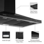 Sndoas 36in Wall Mount Range Hood Kitchen Cooking Vent 450cfm 3-speed Black New. Fixed Price $149.99.
