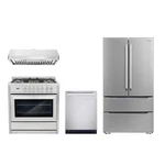 Cosmo 36 In. Dual Fuel Range & Hood Dishwasher Refrigerator Set. Fixed Price $6100.56.