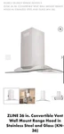 Zline 36" Wall Range Hood Glass And Stainless Steel Free Ship Led Kn-36. Fixed Price $400.00.