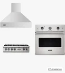 Viking 3-piece Kitchen Package With Vgic53626bss 36-inch Gas Range, Vwh536121ss. Fixed Price $9400.00.